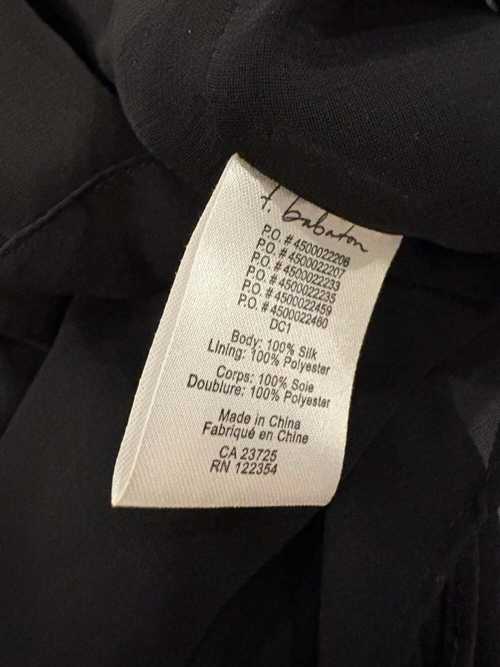 Babaton 100% Silk Black V-Neck Drawstring Waist Shirt Dress - Picture 6 of 6